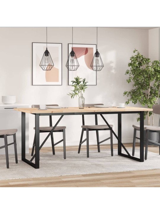Ruokapöytä o-runko 180x90x75,5 cm täysi mänty ja terästä