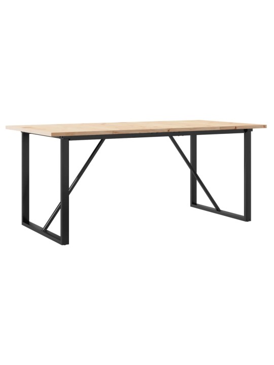 Ruokapöytä o-runko 180x90x75,5 cm täysi mänty ja terästä
