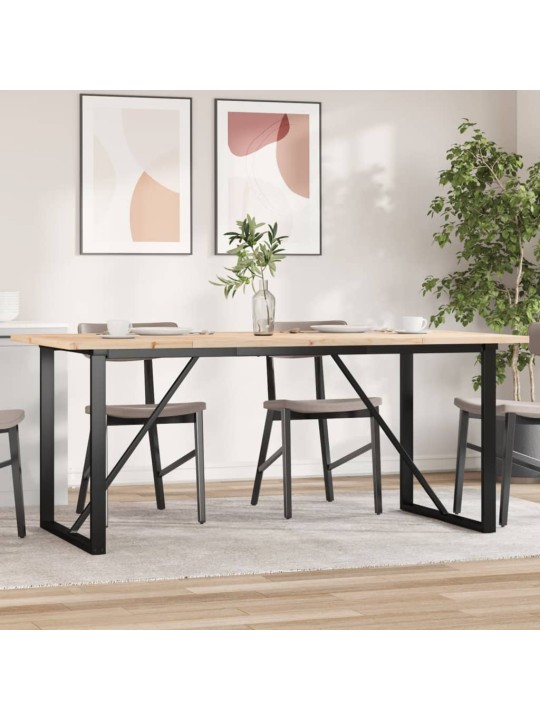 Ruokapöytä o-runko 180x90x75,5 cm täysi mänty ja terästä