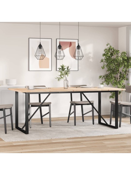 Ruokapöytä o-runko 200x100x75,5 cm täysi mänty ja terästä