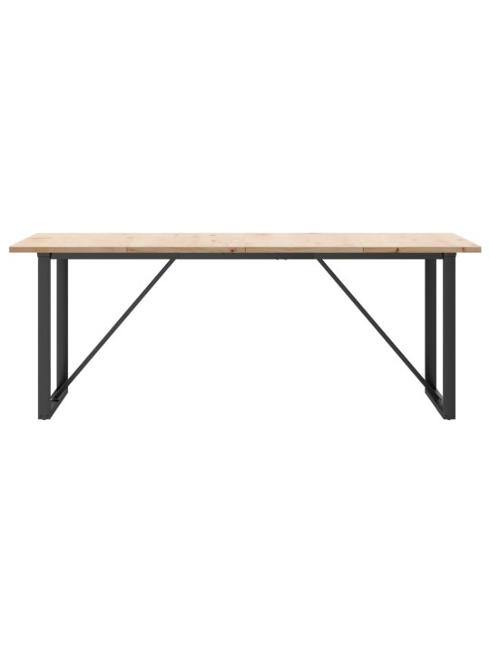 Ruokapöytä o-runko 200x100x75,5 cm täysi mänty ja terästä