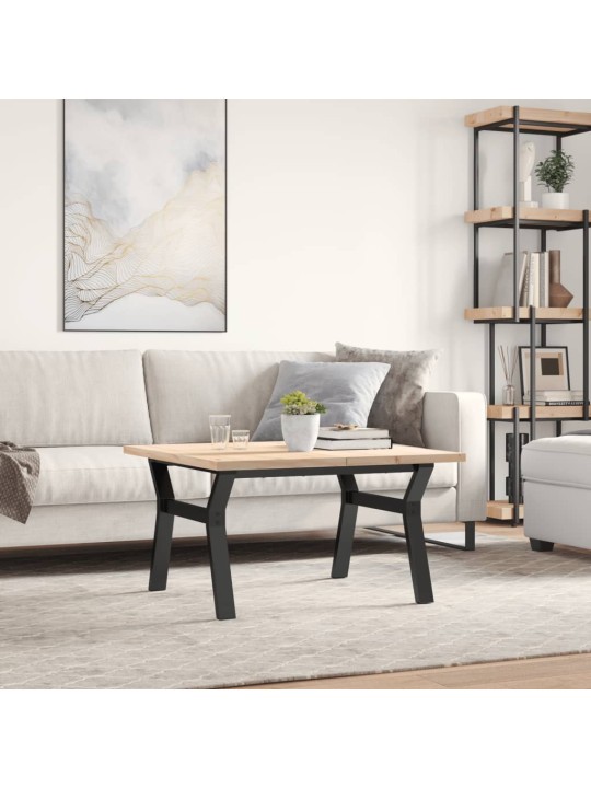 Sohvapöytä y-runko 80x80x45,5 cm täysi mänty ja terästä