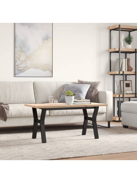 Sohvapöytä y-runko 100x50x45,5 cm täysi mänty ja terästä
