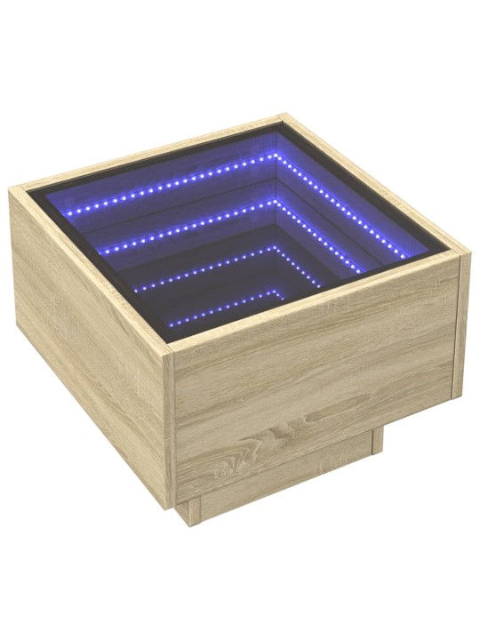 Sivupöytä LED-valoilla Sonoma-tammi 40x40x30 cm tekninen puu