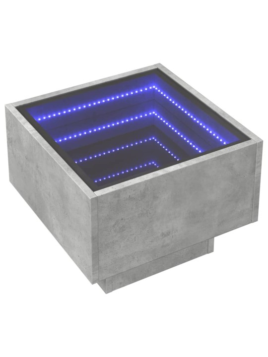 Sivupöytä LED-valoilla betoninharmaa 40x40x30 cm tekninen puu