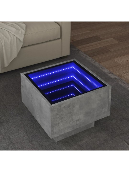 Sivupöytä LED-valoilla betoninharmaa 40x40x30 cm tekninen puu