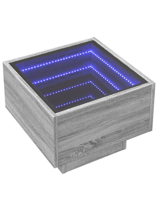 Sivupöytä LED-valoilla harmaa Sonoma 40x40x30 cm tekninen puu