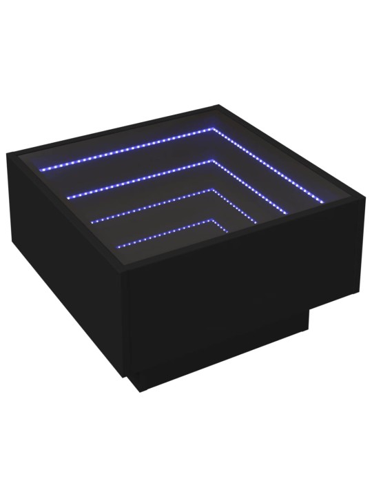 Sohvapöytä LED-valoilla musta 50x50x30 cm tekninen puu