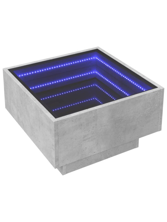 Sohvapöytä LED-valoilla betoninharmaa 50x50x30 cm tekninen puu