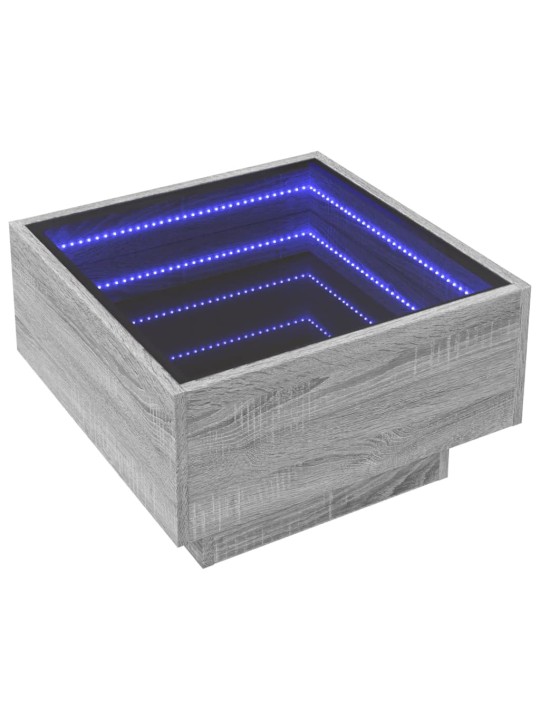 Sohvapöytä LED-valoilla harmaa Sonoma 50x50x30 cm tekninen puu