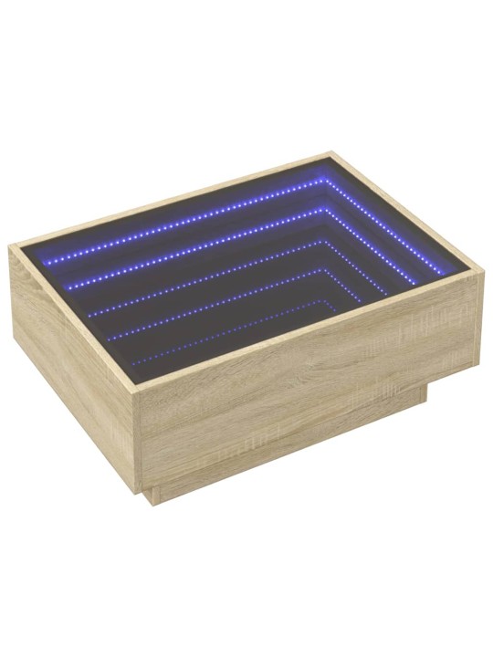 Sohvapöytä LED-valoilla Sonoma-tammi 70x50x30 cm tekninen puu