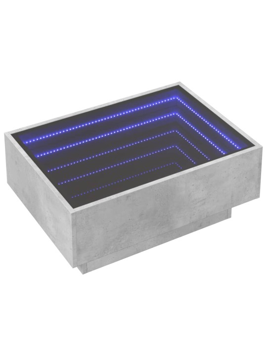 Sohvapöytä LED-valoilla betoninharmaa 70x50x30 cm tekninen puu