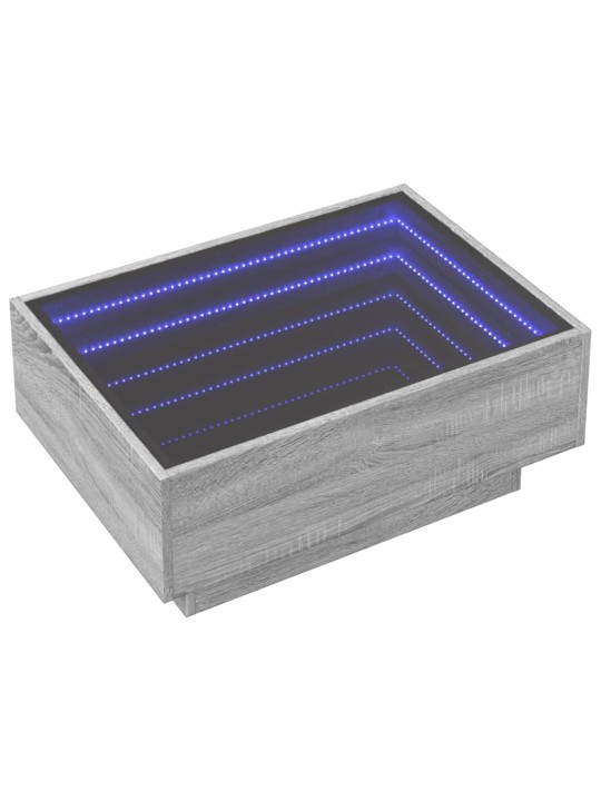 Sohvapöytä LED-valoilla harmaa Sonoma 70x50x30 cm tekninen puu