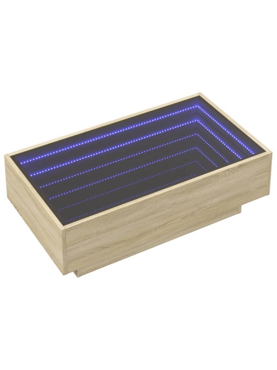 Sohvapöytä LED-valoilla Sonoma-tammi 90x50x30 cm tekninen puu