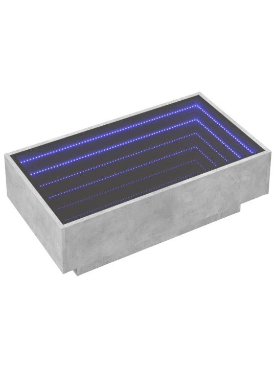 Sohvapöytä LED-valoilla betoninharmaa 90x50x30 cm tekninen puu