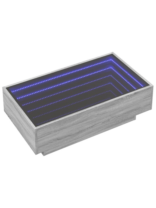 Sohvapöytä LED-valoilla harmaa Sonoma 90x50x30 cm tekninen puu