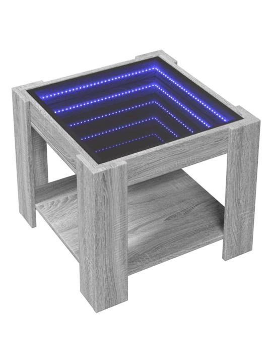 Sohvapöytä LED-valoilla harmaa Sonoma 53x53x45 cm tekninen puu