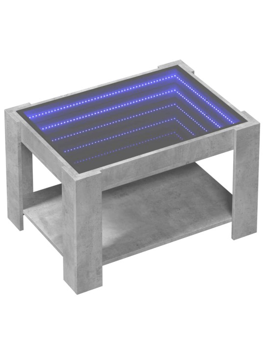 Sohvapöytä LED-valoilla betoninharmaa 73x53x45 cm tekninen puu