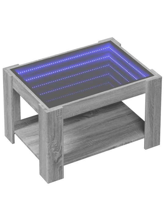 Sohvapöytä LED-valoilla harmaa Sonoma 73x53x45 cm tekninen puu