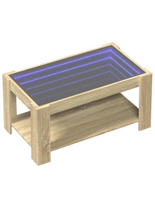 Sohvapöytä LED-valoilla Sonoma-tammi 93x53x45 cm tekninen puu