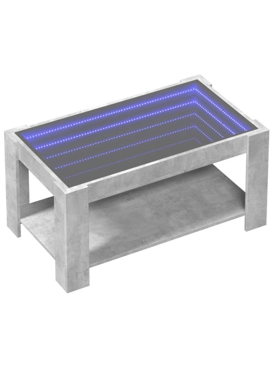 Sohvapöytä LED-valoilla betoninharmaa 93x53x45 cm tekninen puu