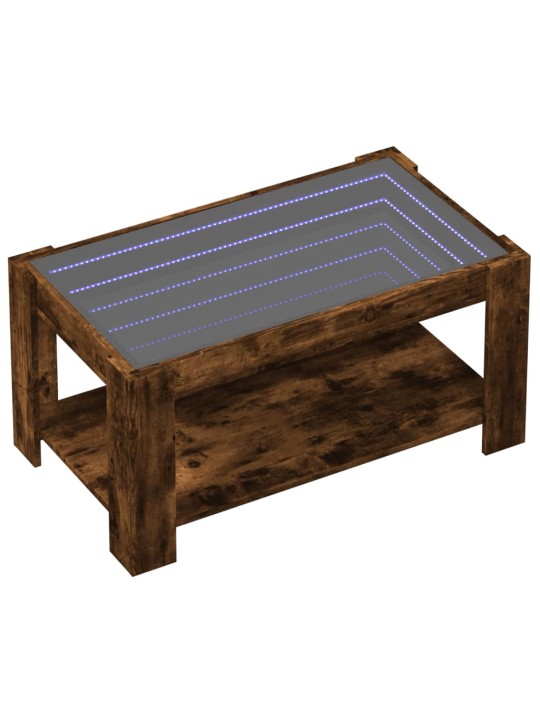 Sohvapöytä LED-valoilla savutammi 93x53x45 cm tekninen puu