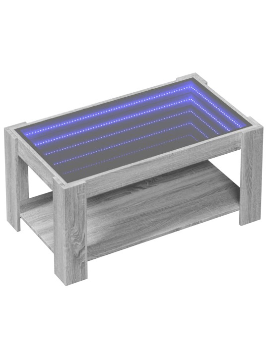 Sohvapöytä LED-valoilla harmaa Sonoma 93x53x45 cm tekninen puu