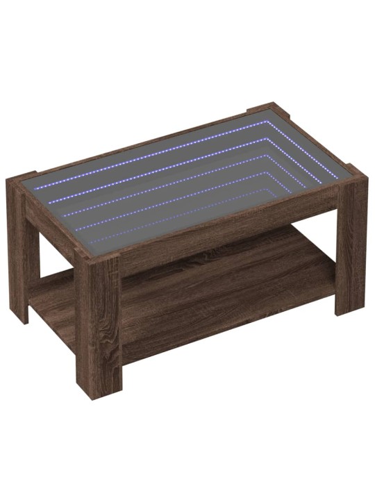 Sohvapöytä LED-valoilla ruskea tammi 93x53x45 cm tekninen puu