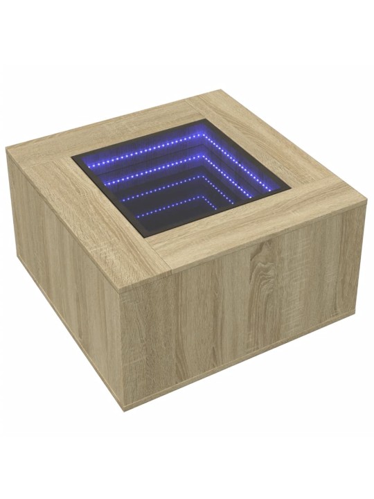 Sohvapöytä LED-valoilla Sonoma-tammi 60x60x40 cm tekninen puu