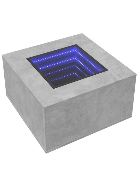 Sohvapöytä LED-valoilla betoninharmaa 60x60x40 cm tekninen puu