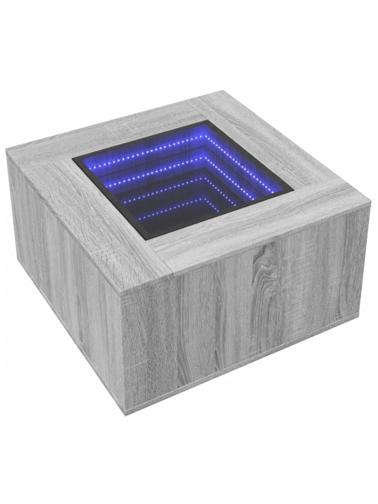 Sohvapöytä LED-valoilla harmaa Sonoma 60x60x40 cm tekninen puu