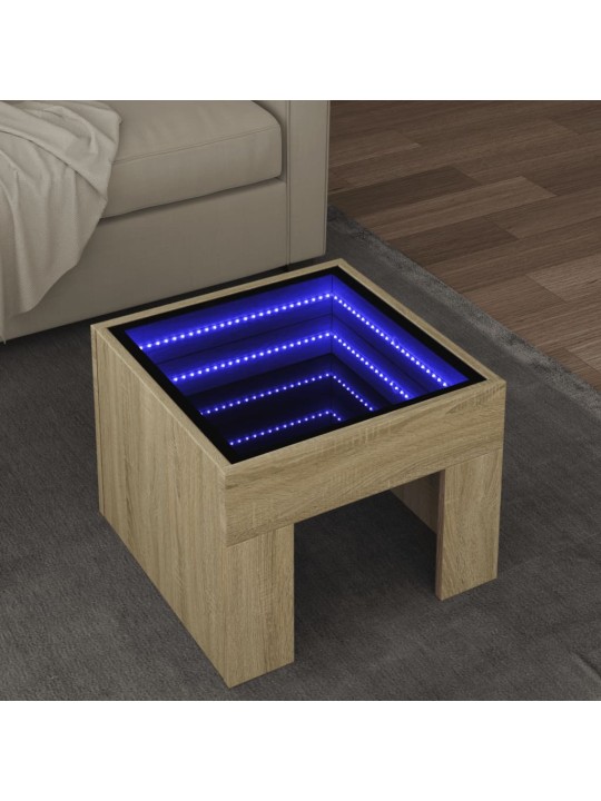 Sohvapöytä Infinity LED-valoilla Sonoma-tammi 40x40x30 cm