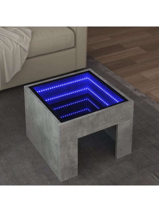 Sohvapöytä Infinity LED-valoilla betonin harmaa 40x40x30 cm