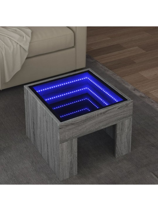 Sohvapöytä Infinity LED-valoilla harmaa Sonoma 40x40x30 cm