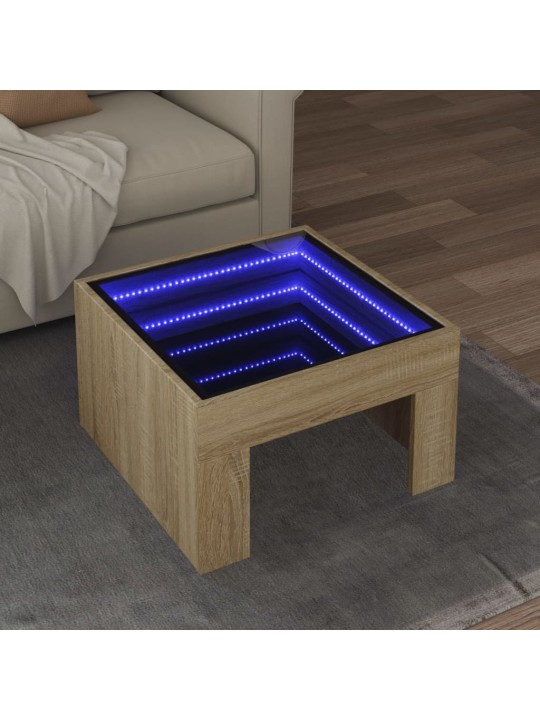 Sohvapöytä Infinity LED-valoilla Sonoma-tammi 50x50x30 cm