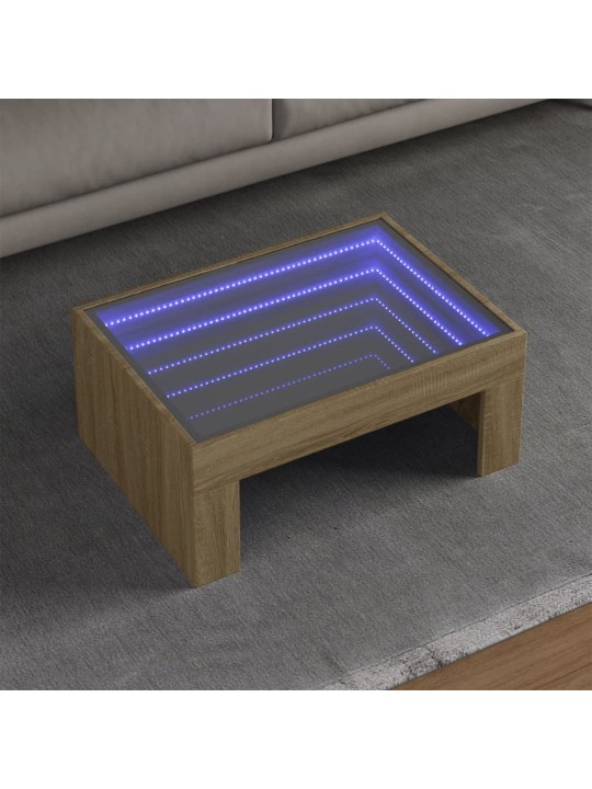 sohvapöytä Infinity LED-valoilla Sonoma-tammi 70x50x30 cm