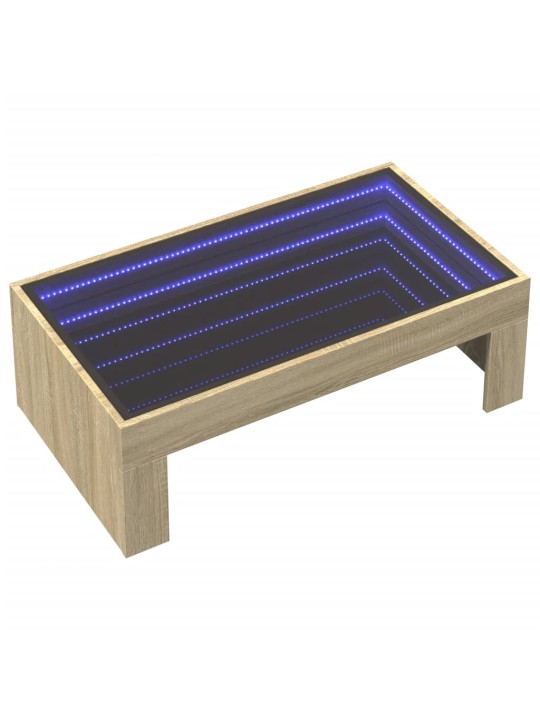 Sohvapöytä Infinity LED-valoilla Sonoma-tammi 90x50x30 cm