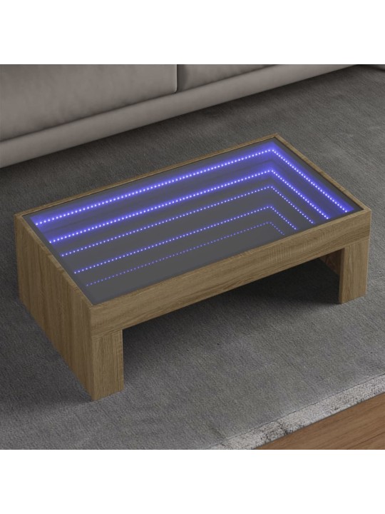 Sohvapöytä Infinity LED-valoilla Sonoma-tammi 90x50x30 cm