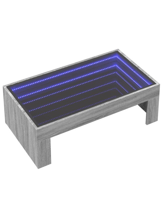 Sohvapöytä Infinity LED-valoilla harmaa Sonoma 90x50x30 cm