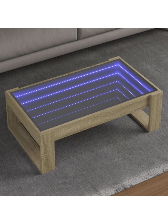 Sohvapöytä Infinity LED-valoilla Sonoma-tammi 90x53x30 cm