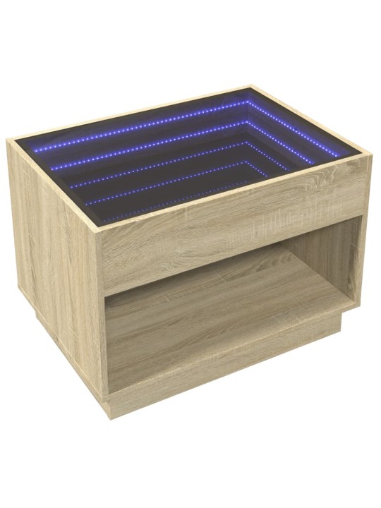 sohvapöytä Infinity LED-valoilla Sonoma-tammi 70x50x50 cm