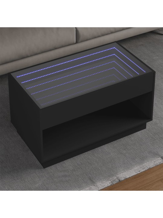 sohvapöytä Infinity LED-valoilla musta 90x50x50 cm