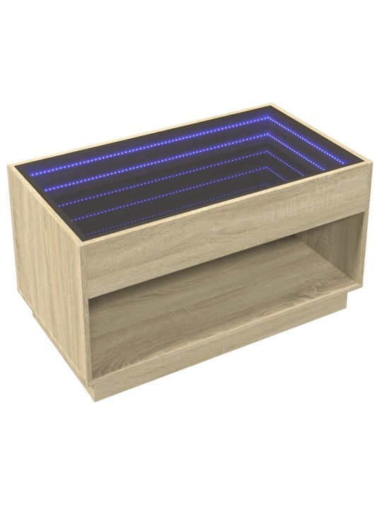 sohvapöytä Infinity LED-valoilla Sonoma-tammi 90x50x50 cm