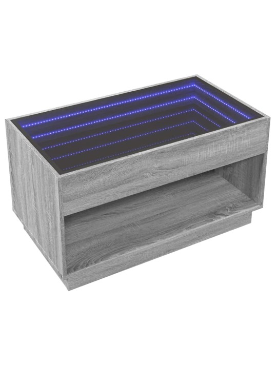 sohvapöytä Infinity LED-valoilla harmaa Sonoma 90x50x50 cm