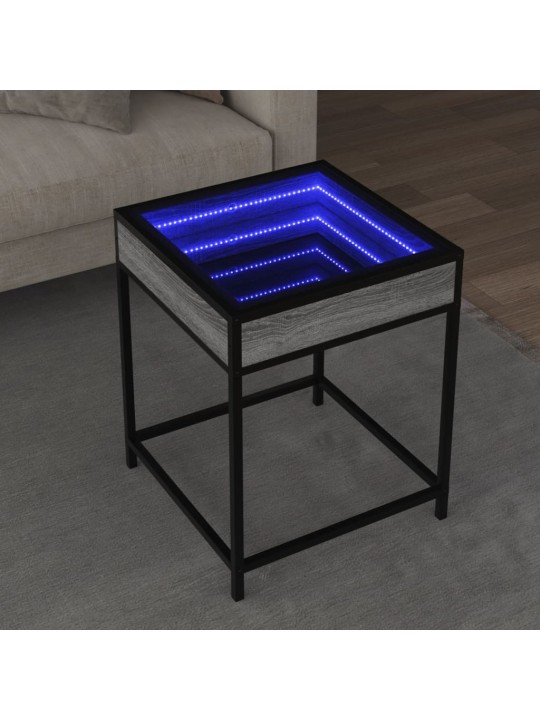 sohvapöytä Infinity LED-valoilla harmaa Sonoma 40x40x51 cm