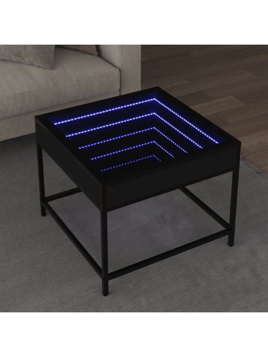 sohvapöytä Infinity LED-valoilla musta 50x50x41 cm