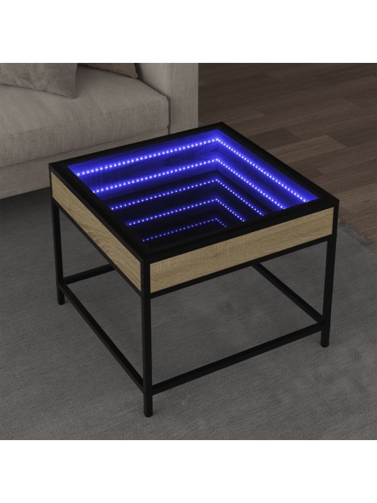 sohvapöytä Infinity LED-valoilla Sonoma-tammi 50x50x41 cm