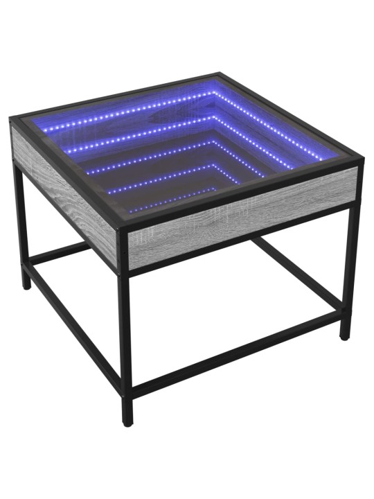 sohvapöytä Infinity LED-valoilla harmaa Sonoma 50x50x41 cm