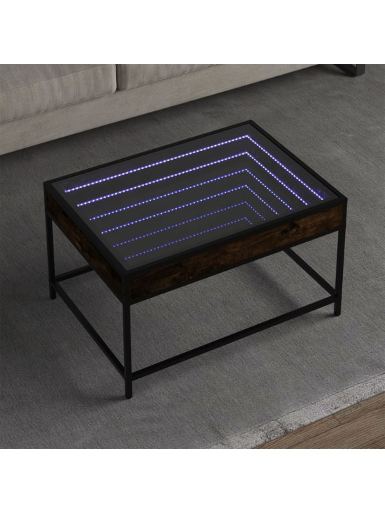 sohvapöytä Infinity LED-valoilla savutammi 70x50x41 cm