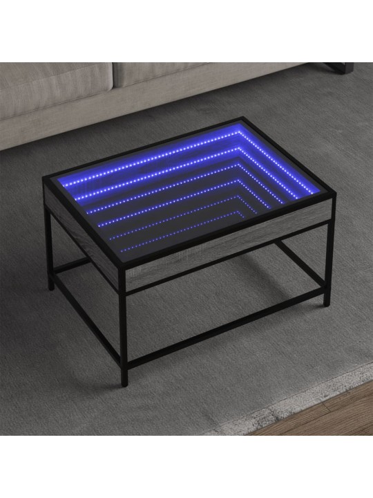 sohvapöytä Infinity LED-valoilla harmaa Sonoma 70x50x41 cm